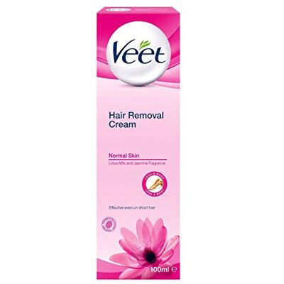 Veet Crème dépilatoire, crème dépilatoire, lait de lotus et jasmin, peau lisse et soyeuse, jambes sexy, peau normale, 3 minutes d'exposition, 100 ml Veet Crème dépilatoire, crème dépilatoire, lait de lotus et jasmin, peau lisse et soyeuse, jambes sexy, peau normale, 3 minutes d'exposition, 100 ml