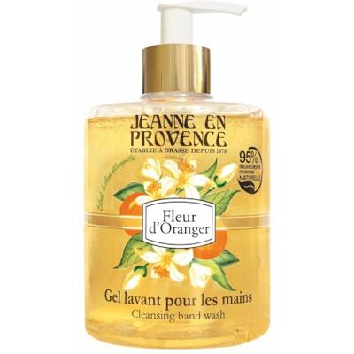 Jeanne En Provence Gel lavage mains Parfum Fleur d'Oranger Flacon pompe 500ml 95% d'ingrédients naturels Fabriqué en Grasse Jeanne En Provence Gel lavage mains Parfum Fleur d'Oranger Flacon pompe 500ml 95% d'ingrédients naturels Fabriqué en Grasse