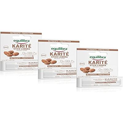 Equilibra Visage, Karité Stick Lèvres Baume à Action Protection pour Lèvres Douces et soyeuses, Beurre de Karité Nourrissant, Huile de Jojoba Émollient, Vitamine Et Antioxydant, 3 Pièces de 5,5 ml Equilibra Visage, Karité Stick Lèvres Baume à Action Protection pour Lèvres Douces et soyeuses, Beurre de Karité Nourrissant, Huile de Jojoba Émollient, Vitamine Et Antioxydant, 3 Pièces de 5,5 ml