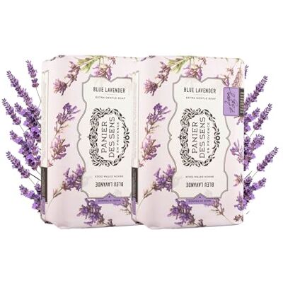 Panier des Sens Lot de 2 savons bleu lavande de 200 g Savon pour les mains et le corps Avec huile de karité Savon solide pour homme et femme Savon français 97% naturel Panier des Sens Lot de 2 savons bleu lavande de 200 g Savon pour les mains et le corps Avec huile de karité Savon solide pour homme et femme Savon français 97% naturel