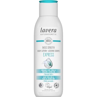 lavera Base Sensitiv Body Lotion Express – Cosmétique Naturelle – Végétalien – Aloe vera bio & huile de jojoba bio – Soin hydratant à absorption rapide – Lotion pour le corps – Biodégradable – 250 ml lavera Base Sensitiv Body Lotion Express – Cosmétique Naturelle – Végétalien – Aloe vera bio & huile de jojoba bio – Soin hydratant à absorption rapide – Lotion pour le corps – Biodégradable – 250 ml