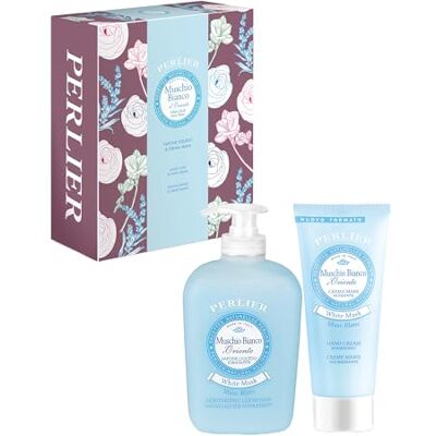 Perlier , Coffret mousse blanche d'Orient, recettes naturelles avec savon liquide et crème pour les mains, donne hydratation et protection naturelle, formule délicate pour tous les types de peau Perlier , Coffret mousse blanche d'Orient, recettes naturelles avec savon liquide et crème pour les mains, donne hydratation et protection naturelle, formule délicate pour tous les types de peau