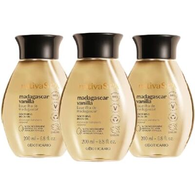 O Boticário Nativa SPA Vanille Huile corporelle parfumée 3 x 200 ml Vegan Avec gouttes de quinoa Hydratation profonde Peau douce et soyeuse Absorption rapide Vanille de Madagascar O Boticário Nativa SPA Vanille Huile corporelle parfumée 3 x 200 ml Vegan Avec gouttes de quinoa Hydratation profonde Peau douce et soyeuse Absorption rapide Vanille de Madagascar