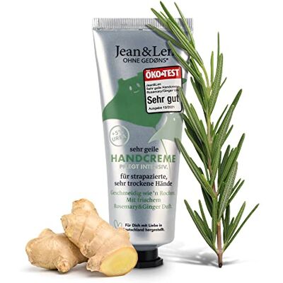 Jean & Len Crème pour les mains au romarin et au gingembre, 75 ml Avec urée, pour les mains sèches et gercées, sans parabène ni silicone, végétalien, hydrate Jean & Len Crème pour les mains au romarin et au gingembre, 75 ml Avec urée, pour les mains sèches et gercées, sans parabène ni silicone, végétalien, hydrate