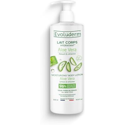 Evoluderm – Lait Corps Hydratant Aloe Vera – 500 ml – 96% d’Origine Naturelle – Végan – Fabrication Française Evoluderm – Lait Corps Hydratant Aloe Vera – 500 ml – 96% d’Origine Naturelle – Végan – Fabrication Française
