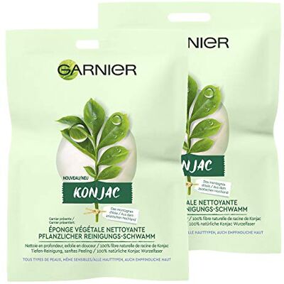 Garnier Bio Éponge Konjac Nettoyante et Exfoliante – 100% Végétale – Pour Tous Types de Peaux Lot de 2 Garnier Bio Éponge Konjac Nettoyante et Exfoliante – 100% Végétale – Pour Tous Types de Peaux Lot de 2