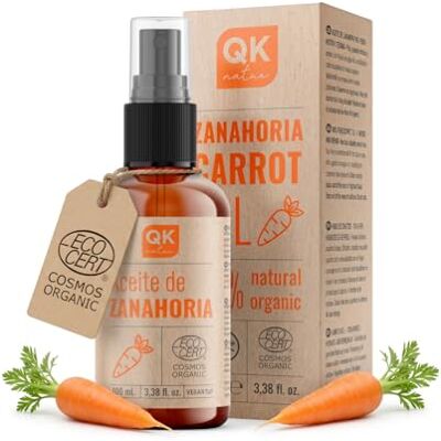 QKnatur HUILE DE CAROTTE 100 ml 100% Pure et Naturelle Autobronzant naturel Hydrate et rajeunit la peau Répare, hydrate et nourrit les cheveux QKnatur HUILE DE CAROTTE 100 ml 100% Pure et Naturelle Autobronzant naturel Hydrate et rajeunit la peau Répare, hydrate et nourrit les cheveux