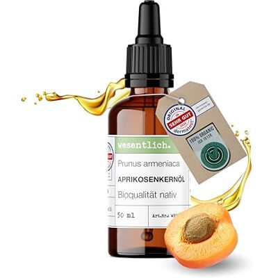 wesentlich. Huile de noyau d'abricot bio 50 ml avec pipette Huile douce pour le visage pour peaux sensibles Huile de soin 100 % pure Pressée à froid et végétalienne wesentlich. Huile de noyau d'abricot bio 50 ml avec pipette Huile douce pour le visage pour peaux sensibles Huile de soin 100 % pure Pressée à froid et végétalienne