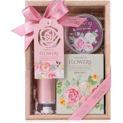 accentra Kit de bain pour femme « I Dream of Flowers » dans une belle boîte cadeau – Kit de soin 3 pièces avec crème pour les mains, beurre corporel et sels de bain – Coffret cadeau pour la Coffret cadeau soin personnel, crème pour les mains, beurre cor accentra Kit de bain pour femme « I Dream of Flowers » dans une belle boîte cadeau – Kit de soin 3 pièces avec crème pour les mains, beurre corporel et sels de bain – Coffret cadeau pour la Coffret cadeau soin personnel, crème pour les mains, beurre cor