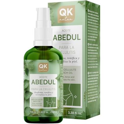 QKnatur Huile de Bouleau pour la Cellulite 100 ml Avec des extraits naturels Tonifie, raffermit, hydrate et revitalise la peau Améliore l'élasticité QKnatur Huile de Bouleau pour la Cellulite 100 ml Avec des extraits naturels Tonifie, raffermit, hydrate et revitalise la peau Améliore l'élasticité