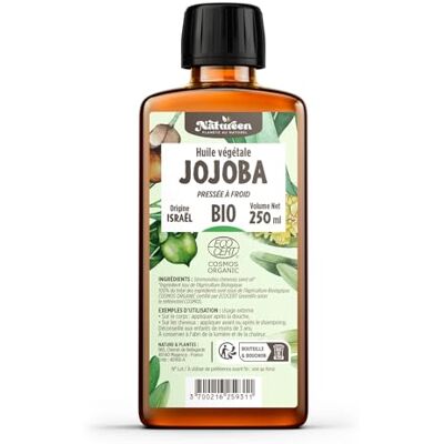 Planète au Naturel Huile de JOJOBA Bio 250 ml Cosmos Organic Pure, Naturelle et Pressée à froid Cheveux, Corps, Peau Planète au Naturel Huile de JOJOBA Bio 250 ml Cosmos Organic Pure, Naturelle et Pressée à froid Cheveux, Corps, Peau