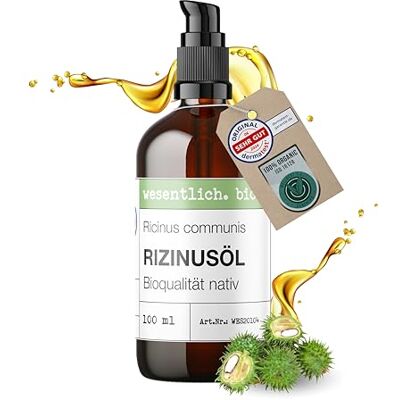 wesentlich. Huile de ricin bio pressée à froid 100 ml Végétalienne, sans hexane et non raffinée Soin naturel pour cils, sourcils, peau, cheveux et ongles wesentlich. Huile de ricin bio pressée à froid 100 ml Végétalienne, sans hexane et non raffinée Soin naturel pour cils, sourcils, peau, cheveux et ongles