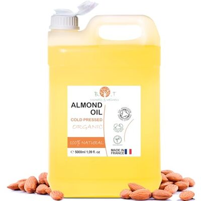 B.O.T cosmetic & wellness Huile Amande Douce Bio, Pressée à Froid, Pure. Huile de Massage Professionel, Huile pour Cheveux et Cils, Hydratant Corps (Mains, Ongles), Visage (Anti-âge), Vergetures Grossesse 5000 ml 5 L B.O.T cosmetic & wellness Huile Amande Douce Bio, Pressée à Froid, Pure. Huile de Massage Professionel, Huile pour Cheveux et Cils, Hydratant Corps (Mains, Ongles), Visage (Anti-âge), Vergetures Grossesse 5000 ml 5 L