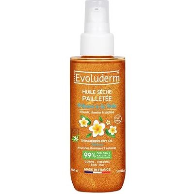 Evoluderm Huile Sèche Pailletée Monoï à la Folie 150ml 99% d'Ingrédients d'Origine Naturelle Evoluderm Huile Sèche Pailletée Monoï à la Folie 150ml 99% d'Ingrédients d'Origine Naturelle