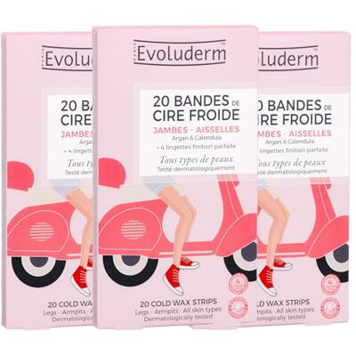 Evoluderm – Bande de Cire Jambes/Aisselles – 20 bandes – Végan Packaging 100% recyclable Lot de 3 x 20 bandes Evoluderm – Bande de Cire Jambes/Aisselles – 20 bandes – Végan Packaging 100% recyclable Lot de 3 x 20 bandes