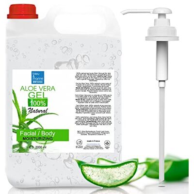 bleu & marine Bretania Gel d'Aloe Vera, 100% Naturel, Hydratant Visage, Corps, Plaquage Cheveux, Calmant Après Épilation, Soin Aprés Soleil, After Shave, Anti Acné, 2000 ml bleu & marine Bretania Gel d'Aloe Vera, 100% Naturel, Hydratant Visage, Corps, Plaquage Cheveux, Calmant Après Épilation, Soin Aprés Soleil, After Shave, Anti Acné, 2000 ml