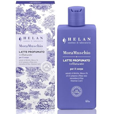 Helan Mora Musc Lait parfumé velouté pour le corps, émulsion hydratante à la myrtille et au thé, à l'huile de framboise et de cassis, vitamines C et E 200 ml Fabriqué en Helan Mora Musc Lait parfumé velouté pour le corps, émulsion hydratante à la myrtille et au thé, à l'huile de framboise et de cassis, vitamines C et E 200 ml Fabriqué en