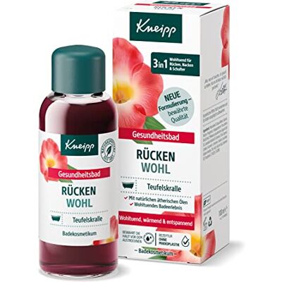 Kneipp Gesundheitsbad Rücken Wohl Huile de bain avec extrait précieux de griffe du diable et huiles essentielles naturelles de lavande et de cajeput Pour dos, cou et épaules 100 ml Kneipp Gesundheitsbad Rücken Wohl Huile de bain avec extrait précieux de griffe du diable et huiles essentielles naturelles de lavande et de cajeput Pour dos, cou et épaules 100 ml