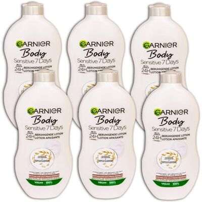 Garnier Lot de 6 lotions pour le corps Sensitive au lait d'avoine 24H apaisant pour peaux sensibles 6 x 400 ml Garnier Lot de 6 lotions pour le corps Sensitive au lait d'avoine 24H apaisant pour peaux sensibles 6 x 400 ml