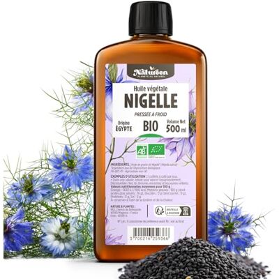 Planète au Naturel Huile de NIGELLE Bio 500 ml- Pure, Naturelle et Pressée à froid Alimentaire Cheveux, Corps, Ongles Planète au Naturel Huile de NIGELLE Bio 500 ml- Pure, Naturelle et Pressée à froid Alimentaire Cheveux, Corps, Ongles
