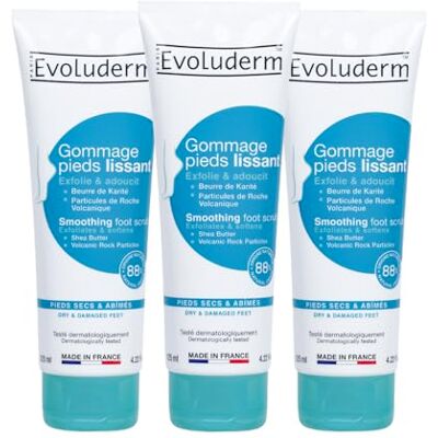 Evoluderm – Gommage Pieds Lissant 125 ml Ingrédients d'Origine Naturelle Végan Fabrication Française Lot de 3 x 125 ml Evoluderm – Gommage Pieds Lissant 125 ml Ingrédients d'Origine Naturelle Végan Fabrication Française Lot de 3 x 125 ml