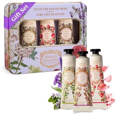 Panier des Sens Fête des mères Coffret Cadeau Trio Creme Main Hydratante Verveine, Rose, Lavande Idée Cadeau Femme Made in France Coffret Soin des Mains 97% d'Ingrédients Naturels 3x30ml Panier des Sens Fête des mères Coffret Cadeau Trio Creme Main Hydratante Verveine, Rose, Lavande Idée Cadeau Femme Made in France Coffret Soin des Mains 97% d'Ingrédients Naturels 3x30ml