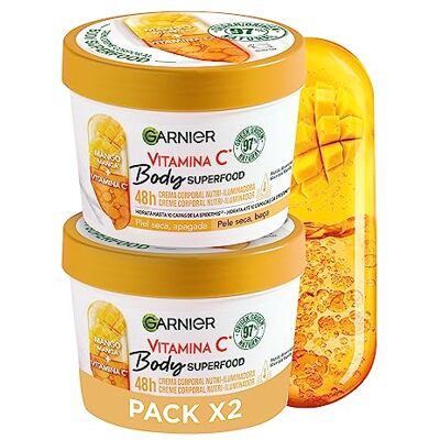 Garnier Body Superfood Pack Crème Corps Hydratation 48H avec Vitamine C Peau sèche, finition lumineuse, vitamine C, collagène, mangue, formule végétalienne, absorption rapide, Body Superfood Garnier Body Superfood Pack Crème Corps Hydratation 48H avec Vitamine C Peau sèche, finition lumineuse, vitamine C, collagène, mangue, formule végétalienne, absorption rapide, Body Superfood