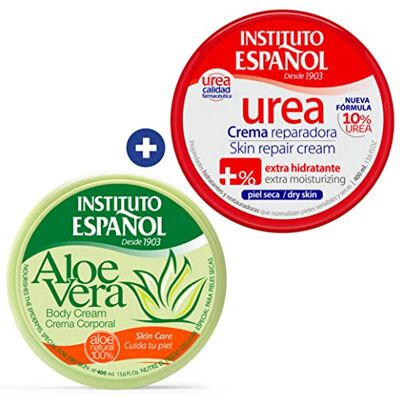 Instituto Español Crème Corps Aloe Vera, Urée Crème Hydratante Régénérante Quotidien Nourrissante pour Peau Sèche et Gercée Multi-usages Apaisante et Naturelle, Set 800ml Instituto Español Crème Corps Aloe Vera, Urée Crème Hydratante Régénérante Quotidien Nourrissante pour Peau Sèche et Gercée Multi-usages Apaisante et Naturelle, Set 800ml