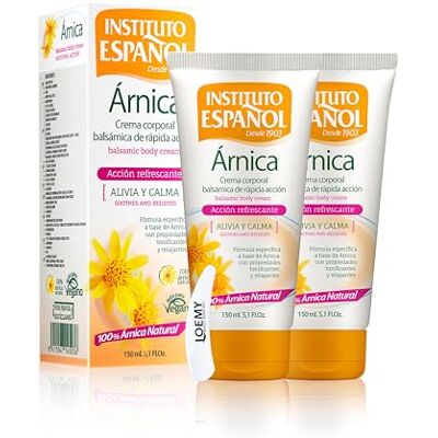 Instituto Español Crème Arnica Puissance maximale 2 x 150 ml, Arnica crème à action rapide pour ecchymoses et gonflements, crème pour ecchymoses à l'extrait d'Arnica montana extrait naturel végétalien Instituto Español Crème Arnica Puissance maximale 2 x 150 ml, Arnica crème à action rapide pour ecchymoses et gonflements, crème pour ecchymoses à l'extrait d'Arnica montana extrait naturel végétalien
