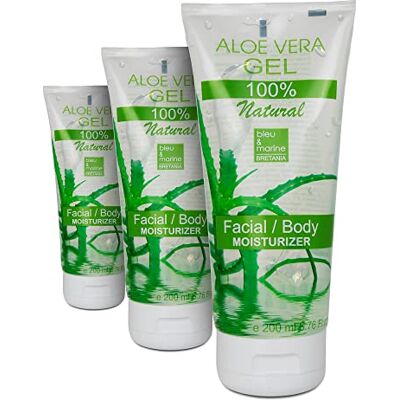 bleu & marine Bretania Gel d'Aloe Vera Bio Pur (Trio 3 x 200 ml) 100% Natural Visage Aloe Vera Cheveux Corps Épilation Super Hydratante Cicatrices Anti Acné Depilation Apres Soleil bleu & marine Bretania Gel d'Aloe Vera Bio Pur (Trio 3 x 200 ml) 100% Natural Visage Aloe Vera Cheveux Corps Épilation Super Hydratante Cicatrices Anti Acné Depilation Apres Soleil
