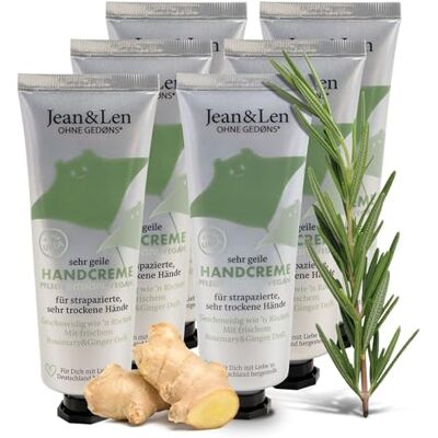 Jean & Len Sehr Crème pour les mains horny Rosemary & Ginger, avec Urea, Handpflege für trockene & rissige Hände, spendet Feuchtigkeit & pflegt intensiv, ohne Parabene & Silikone, Handcreme Set, Vegan Jean & Len Sehr Crème pour les mains horny Rosemary & Ginger, avec Urea, Handpflege für trockene & rissige Hände, spendet Feuchtigkeit & pflegt intensiv, ohne Parabene & Silikone, Handcreme Set, Vegan