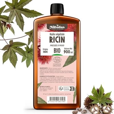 Planète au Naturel Huile de RICIN Bio 900 ml Cosmos Organic 100% Naturelle et Pressée à froid Peau, cheveux, cils, ongles, barbe Planète au Naturel Huile de RICIN Bio 900 ml Cosmos Organic 100% Naturelle et Pressée à froid Peau, cheveux, cils, ongles, barbe