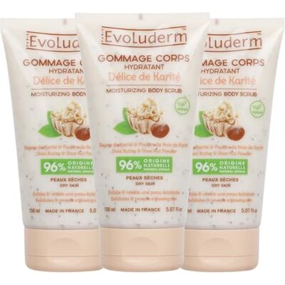 Evoluderm Gommage Corps Hydratant Délice de Karité 150 ml – Fabrication Française Lot de 3 x 150 ml Evoluderm Gommage Corps Hydratant Délice de Karité 150 ml – Fabrication Française Lot de 3 x 150 ml