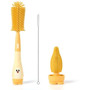 Pazzlas 3 en 1 Silicone Goupillon Biberon, Goupillon Gourde Compact et Debout, Multifonction Brosse Biberon pour Biberon, Bebe Gourdes, Tetine, Paille Pazzlas 3 en 1 Silicone Goupillon Biberon, Goupillon Gourde Compact et Debout, Multifonction Brosse Biberon pour Biberon, Bebe Gourdes, Tetine, Paille