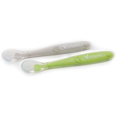 Cangaroo Lot de 2 cuillères pour bébé TC5010 en silicone à manche long Vert Cangaroo Lot de 2 cuillères pour bébé TC5010 en silicone à manche long Vert