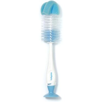 Babyono Brosse à ventouse bleue pour biberons et tétines, autofixant, mini brosse rétractable Babyono Brosse à ventouse bleue pour biberons et tétines, autofixant, mini brosse rétractable