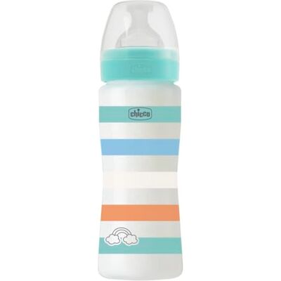 Chicco Biberon Bien-Être Débit Rapide, Tétine Physio en Silicone Souple et Doux, Système Anti-Colique, Réduit les Régurgitations et L'Irritabilité, Biberon en Plastique de 330 ml, 4 Mois et plus, Bleu Chicco Biberon Bien-Être Débit Rapide, Tétine Physio en Silicone Souple et Doux, Système Anti-Colique, Réduit les Régurgitations et L'Irritabilité, Biberon en Plastique de 330 ml, 4 Mois et plus, Bleu