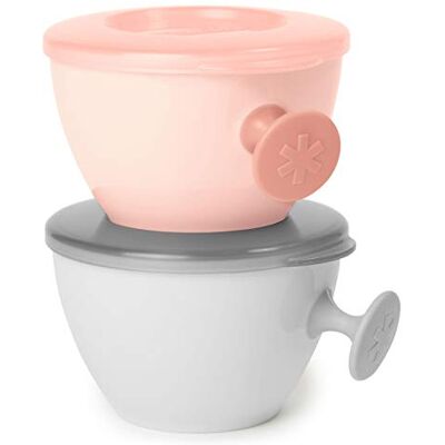 Skip Hop Easy Serve Lot de 2 bols de voyage Gris et corail doux 70 g Skip Hop Easy Serve Lot de 2 bols de voyage Gris et corail doux 70 g