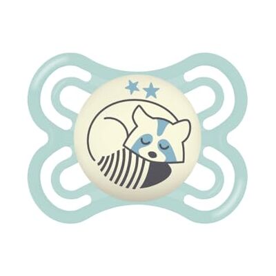 MAM Perfect Night Sucette lumineuse en silicone Skinsoft avec étui porte-tétine, 2-6 mois, bleu clair MAM Perfect Night Sucette lumineuse en silicone Skinsoft avec étui porte-tétine, 2-6 mois, bleu clair