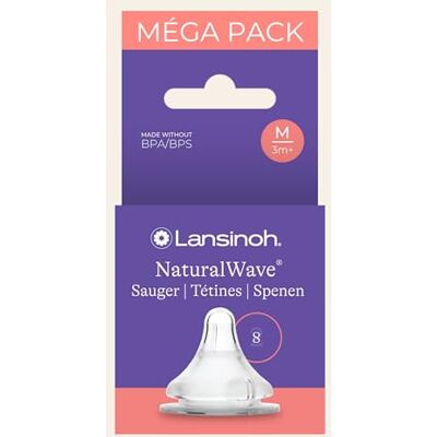 Lansinoh I Tétines Natural Wave débit moyen Lot de 8 Lansinoh I Tétines Natural Wave débit moyen Lot de 8