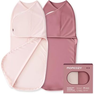 Momcozy Couverture Emmaillotage Bébé pour Nouveau-né, Fermeture Silencieuse, Convient aux Nourrissons de 0-3 Mois, Réduit Le Réflexe de Sursaut, Paquet de 2,Rose Momcozy Couverture Emmaillotage Bébé pour Nouveau-né, Fermeture Silencieuse, Convient aux Nourrissons de 0-3 Mois, Réduit Le Réflexe de Sursaut, Paquet de 2,Rose