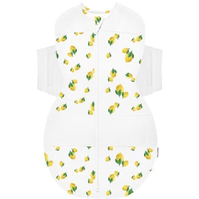 Happiest Baby Couverture d'emmaillotage SNOO Sack Cotton 100% Bio Favorise Un développement sain des Hanches (Ivoire Motif Citrons, Petit) Happiest Baby Couverture d'emmaillotage SNOO Sack Cotton 100% Bio Favorise Un développement sain des Hanches (Ivoire Motif Citrons, Petit)