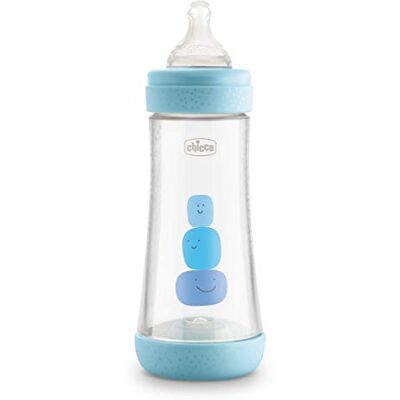 Chicco Perfect 5 anti-koliek flesjes met zuignap van siliconen voor baby's 4 maanden, biofunctioneel Intuiflow-systeem, blauw, 300 ml Chicco Perfect 5 anti-koliek flesjes met zuignap van siliconen voor baby's 4 maanden, biofunctioneel Intuiflow-systeem, blauw, 300 ml