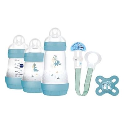 MAM Welcome To The World, Coffret cadeau avec 3 Biberon Easy Start Anticolique, Sucette Start Nano, Clip It & Cover, avec étui porte-tétine, vert MAM Welcome To The World, Coffret cadeau avec 3 Biberon Easy Start Anticolique, Sucette Start Nano, Clip It & Cover, avec étui porte-tétine, vert