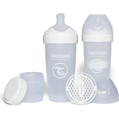 Twistshake Lot de 2 biberons anti-coliques Pro Double avec récipient pour lait en poudre et mélangeur de 330 ml Tétine en silicone à débit rapide Sans BPA Convient aux bébés de 4 ans et plus Twistshake Lot de 2 biberons anti-coliques Pro Double avec récipient pour lait en poudre et mélangeur de 330 ml Tétine en silicone à débit rapide Sans BPA Convient aux bébés de 4 ans et plus