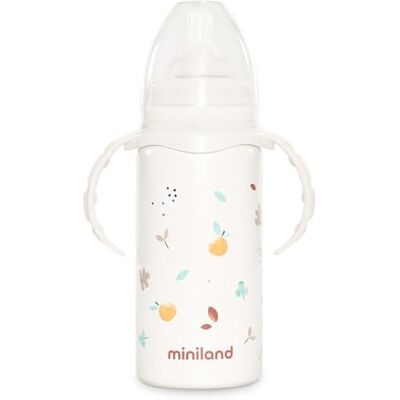 Miniland Thermobaby Valencia 240 ml Thermos 240 ml en acier inoxydable avec tétine, double couche d'acier, qui maintient la température de la boisson froide et chaude pendant des heures. Miniland Thermobaby Valencia 240 ml Thermos 240 ml en acier inoxydable avec tétine, double couche d'acier, qui maintient la température de la boisson froide et chaude pendant des heures.