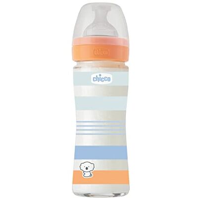 Chicco Biberon Bien-Être Débit Lent, Tétine Physio en Silicone Souple et Doux, Système Anti-Colique, Réduit les Régurgitations et L'Irritabilité, Biberon en Verre de 240 ml, 0 Mois et plus, Bleu Chicco Biberon Bien-Être Débit Lent, Tétine Physio en Silicone Souple et Doux, Système Anti-Colique, Réduit les Régurgitations et L'Irritabilité, Biberon en Verre de 240 ml, 0 Mois et plus, Bleu