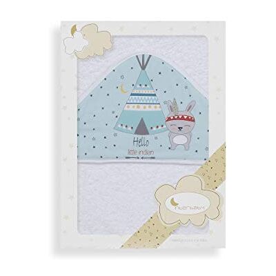INTERBABY Serviette en velours TEEPEE - blanc et vert - Serviette pour bébé INTERBABY Serviette en velours TEEPEE - blanc et vert - Serviette pour bébé