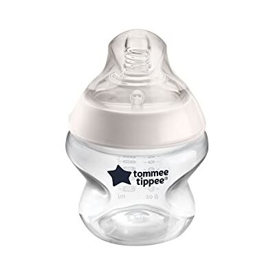 Tommee Tippee Biberon Closer to Nature, Tetine à Débit Lent avec Valve Anti-Colique, Imite la Forme du Sein, 150ml, Lot de 1, Transparent Tommee Tippee Biberon Closer to Nature, Tetine à Débit Lent avec Valve Anti-Colique, Imite la Forme du Sein, 150ml, Lot de 1, Transparent
