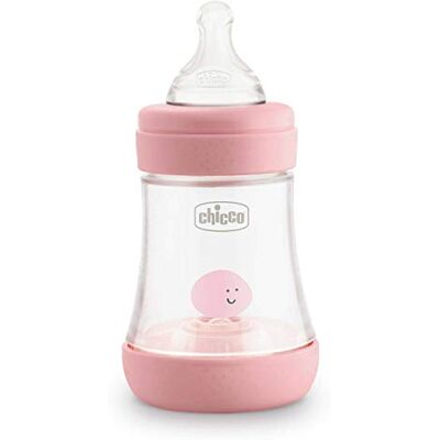 Chicco Perfect 5 anti-koliek flesjes met zuignap van siliconen voor 0+ maanden, biofunctioneel Intuiflow-systeem, roze, 150 ml Chicco Perfect 5 anti-koliek flesjes met zuignap van siliconen voor 0+ maanden, biofunctioneel Intuiflow-systeem, roze, 150 ml